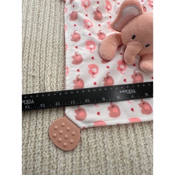 Modern Baby Pink Elephant Lovey Security Blanket Teether Rattle Plush Toy - Picture 12 of 12